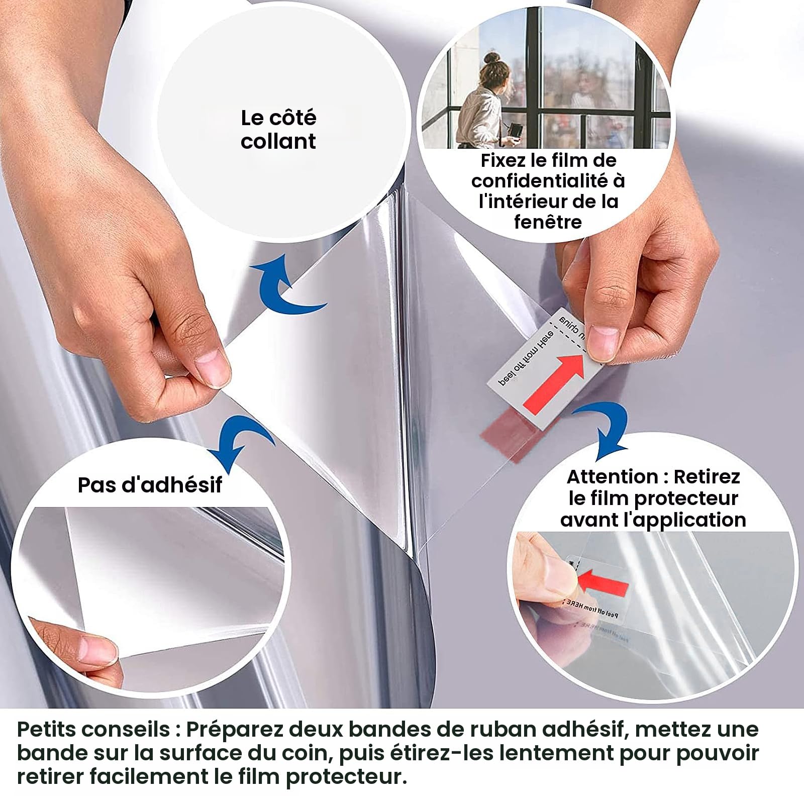 Film Fenetre Anti Regard Occultant Protection Solaire Autocollant Argent 40x200cm