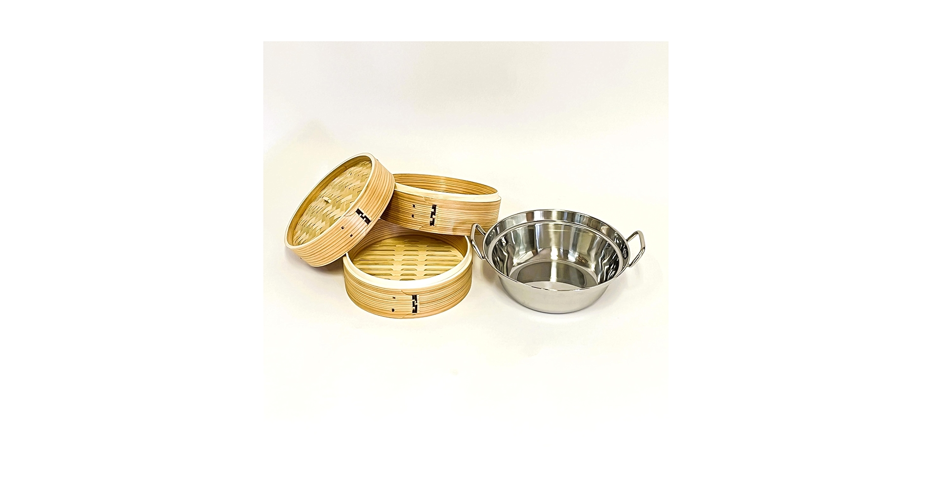 木製 　２段のセイロ　フタ付き 吉冨士工芸】竹せいろ 24cm 2段蓋付き 蒸し器 中華 せいろ