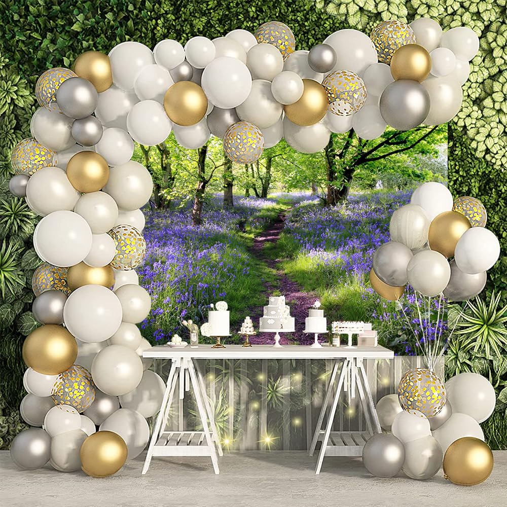 Lavender Spring Woods Photography Backdrop 10x8ft - Purple Flowers Nature Scene