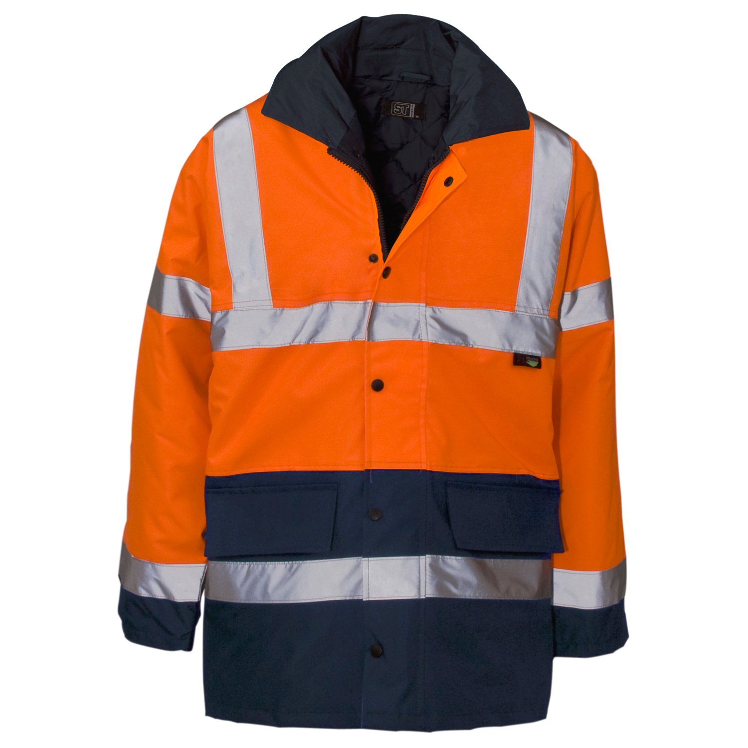 Hi Vis Visibility 2 Tone Parka Jacket | Coat - Waterproof Orange/Navy