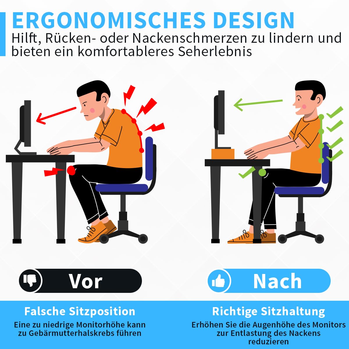 Fleau Home Monitorerhöhung – Laptopständer – Laptoperhöhung – Schreibtisch-Organizer – Bildschirmerhöhung – Holz (Schwarz)