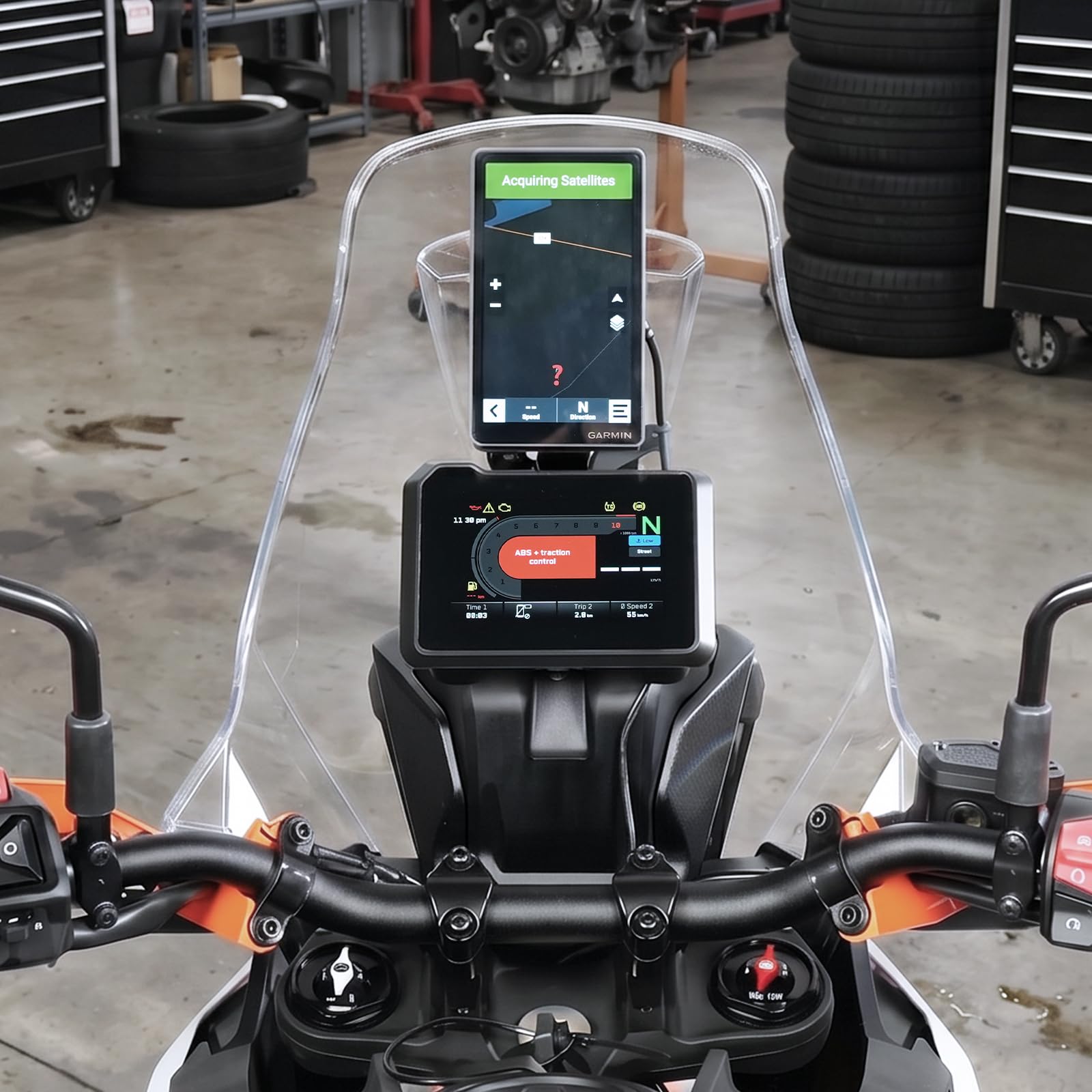NICECNC Soporte para dispositivo, GPS, teléfono, navegación, SPC+ / AMPS con patrón de pernos compatible con KTM 390 Adventure X/R 2025-2026, ángulo ajustable, color negro