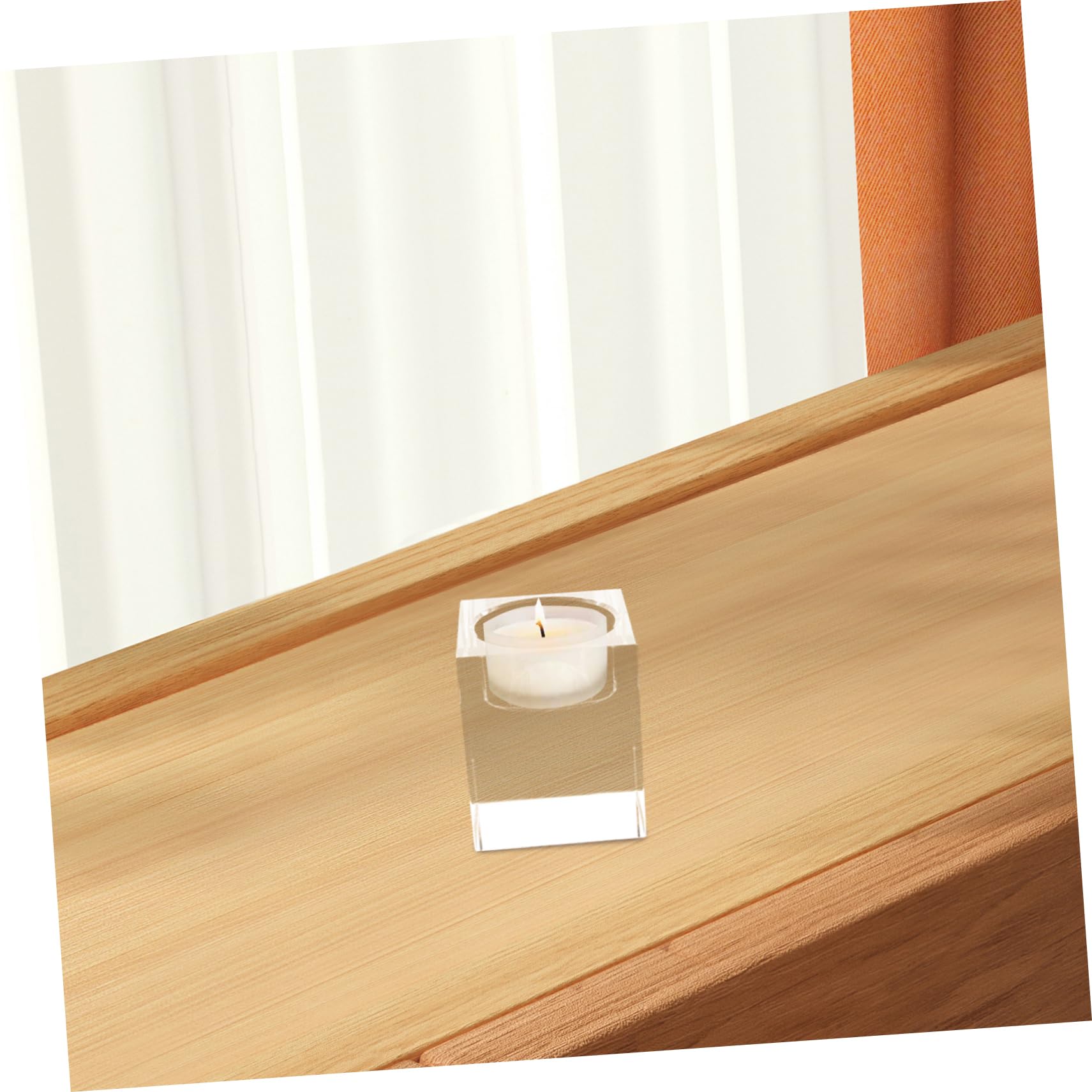 Portavelas de Té Cuadrados de Cristal Transparente 4 Piezas | Decoración para Centro de Mesa y Hogar, Diseño Elegante y Estable, Adecuado para Boda y Café