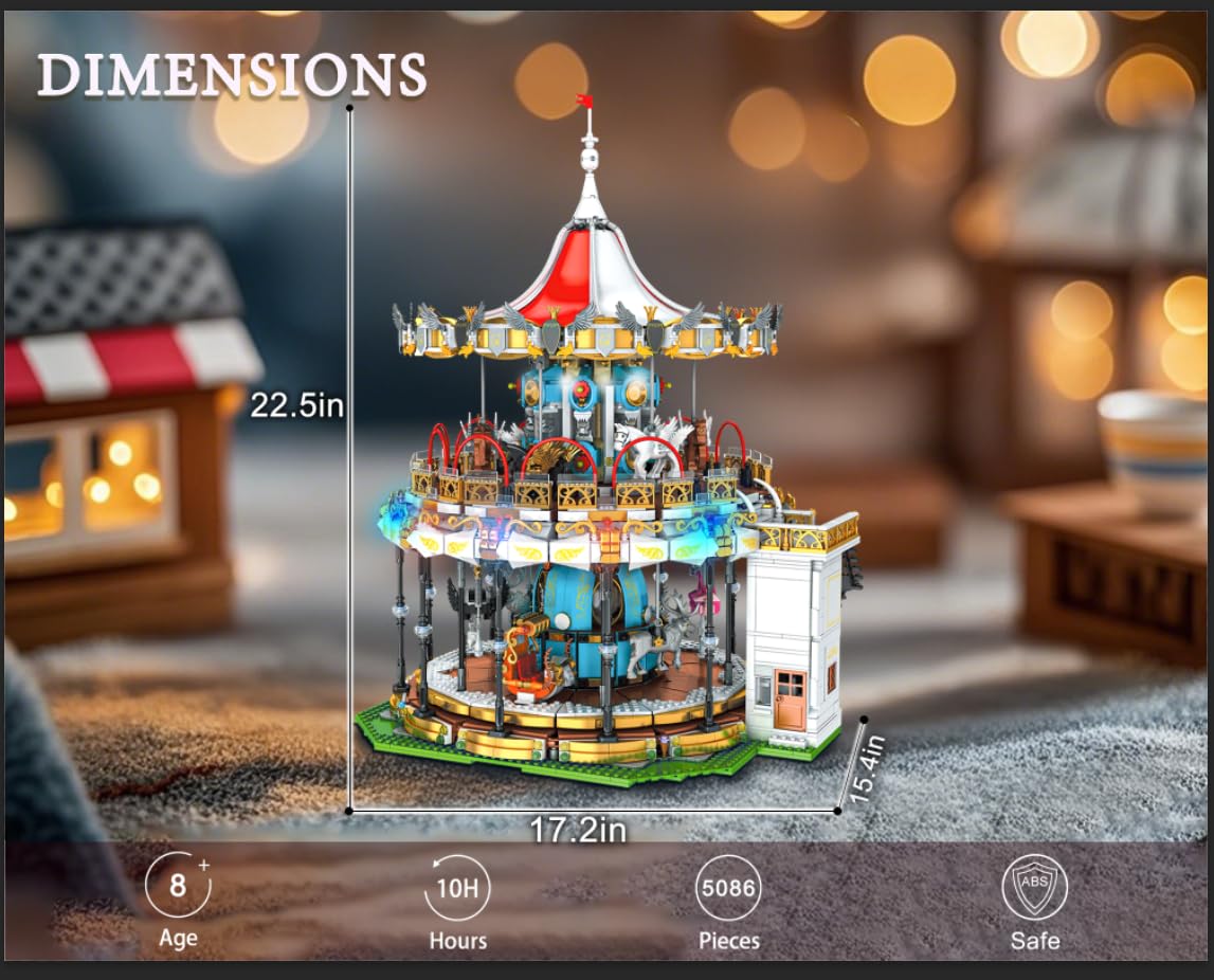 Amazon.com: Sosuy Carousel Building Set, Electric Motorized Merry