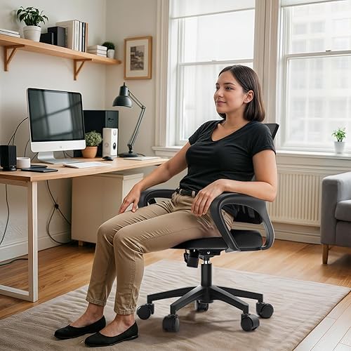 Miniatura 2 de Silla de oficina ergonómica, 330 libras, silla de escritorio de malla transpirable con soporte lumbar y reposabrazos, bloqueo giratorio de