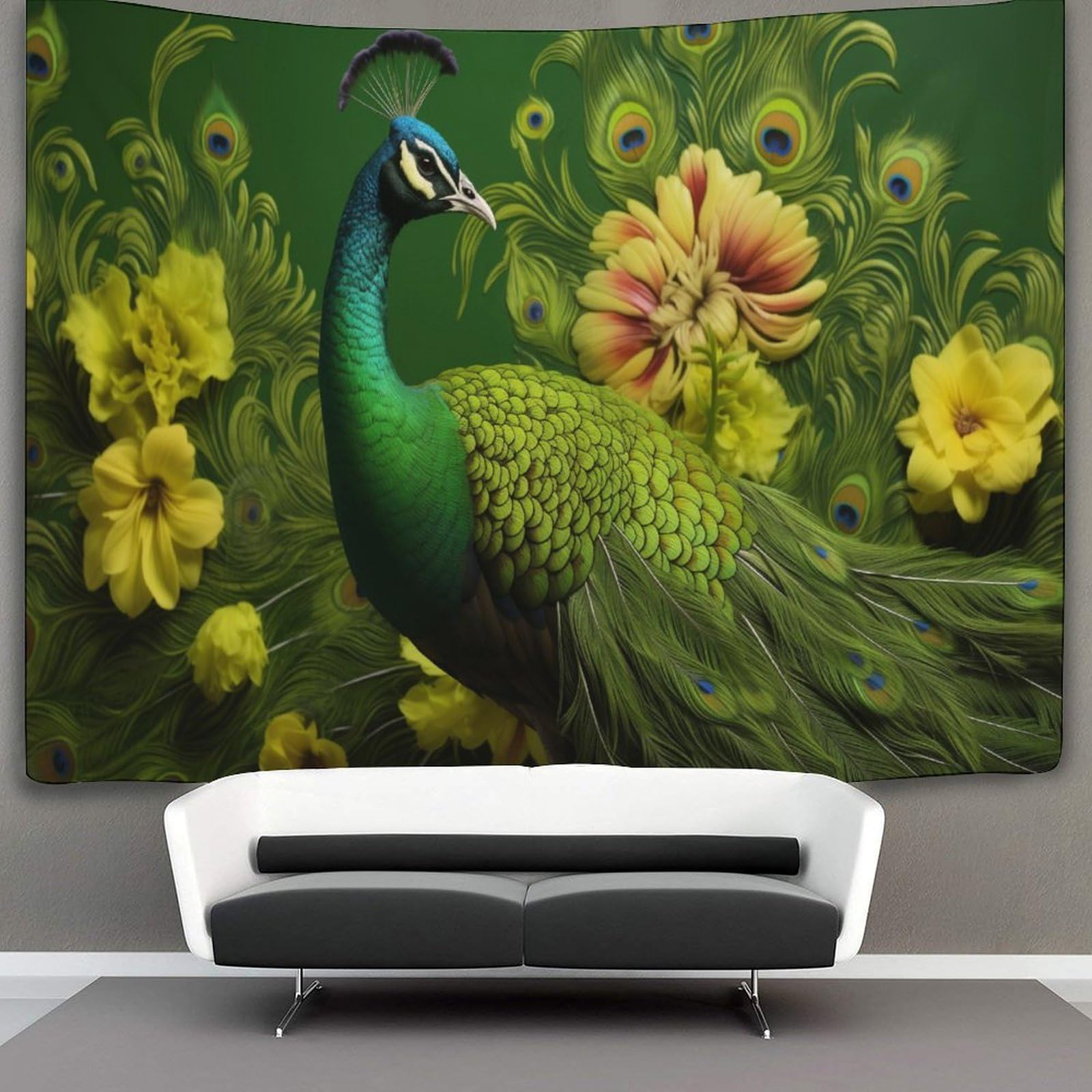 kaiyun Peacock Floral Artistry Tapestry,Animal Wall Art Aesthetic Home Decoration for Living Room Dorm 180cmx230cm
