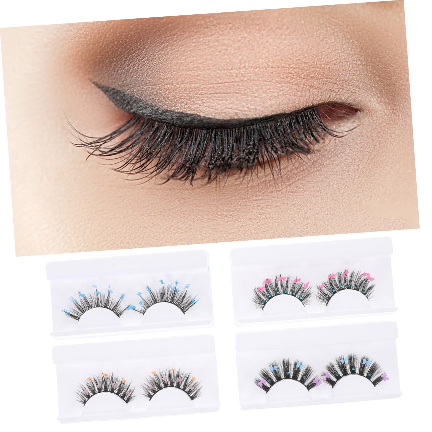 FOMIYES 2 Set Di Ciglia A Farfalla Con Paillettes Ciglia Glitterate Soffici Per Trucco/notte 4 Paia*2