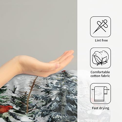 Miniatura 4 de Giwawa Juego de 2 toallas de mano de pino con ciervos del bosque, toallas de baño, suaves y absorbentes, para bar, bar, cocina, hotel, spa,