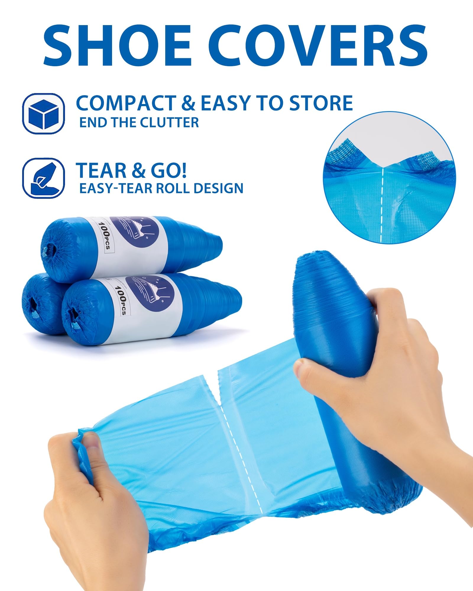 Roll-CPE Couvre-chaussures jetables pour l'intérieur, résistant à l'eau et à la poussière, couvre-chaussures pour travaux ménagers, visites et décoration