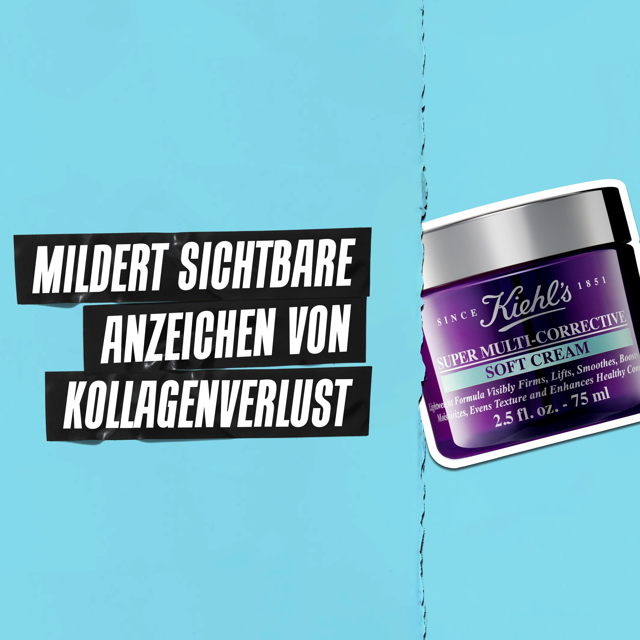 KIEHL'S Super Multi-Corrective Soft Cream, verwöhnende, leichte Anti-Aging-Creme, bei feinen Linien und Falten sowie ungleichmäßiger Hautfarbe und -struktur, kühlende, frische Textur