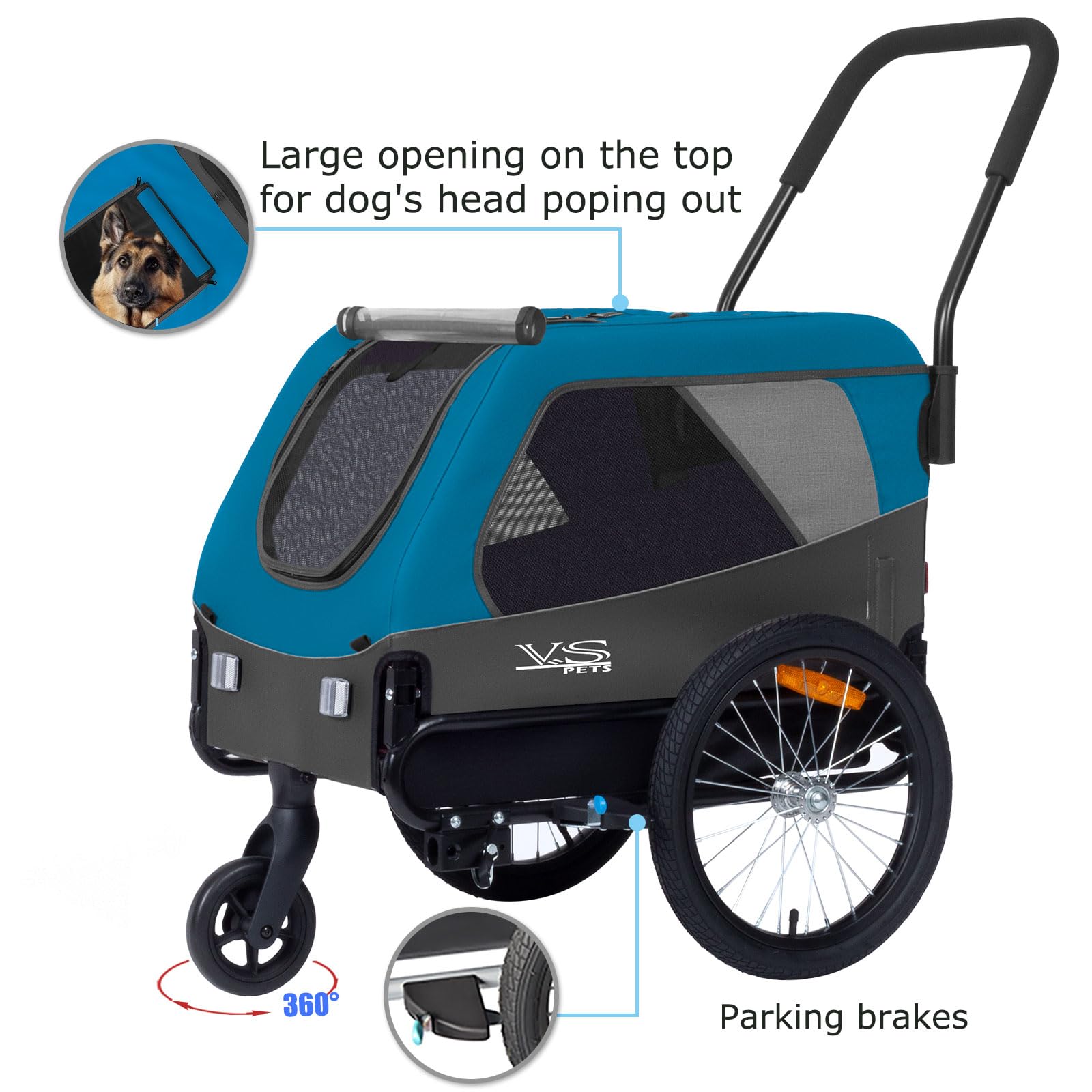Tiggo VS Medium Hundeanhänger & Buggy 2in1 Fahrradanhänger Hundebuggy Jogger für Hunden bis 23kg