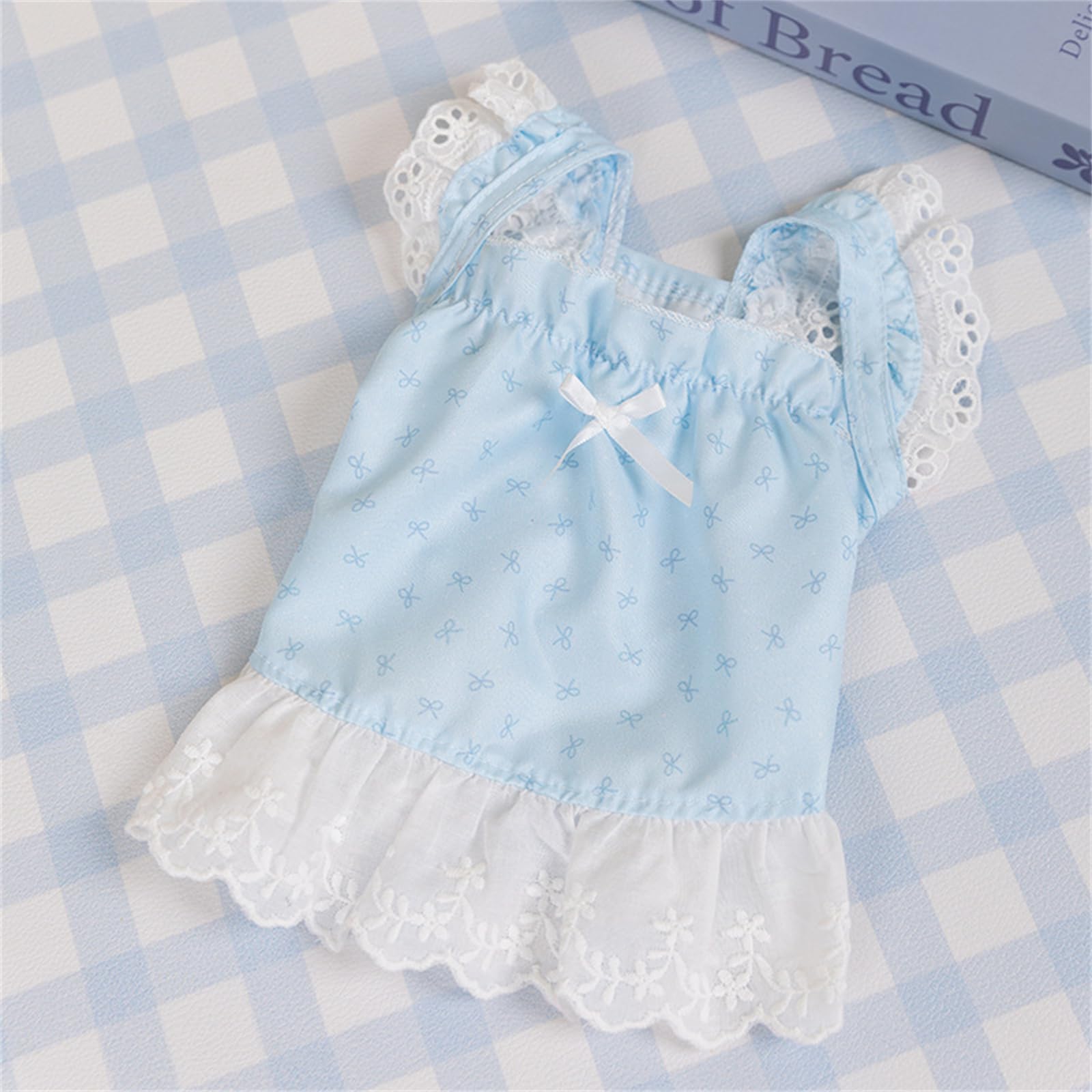 Lot de 2 Robes pour Chien, vêtements d'été à imprimé Floral de Taille XS, Chemises à Volants pour Petits Chiens, Bleu et Rose (Bleu, Taille M (2,5 à 4 kg)