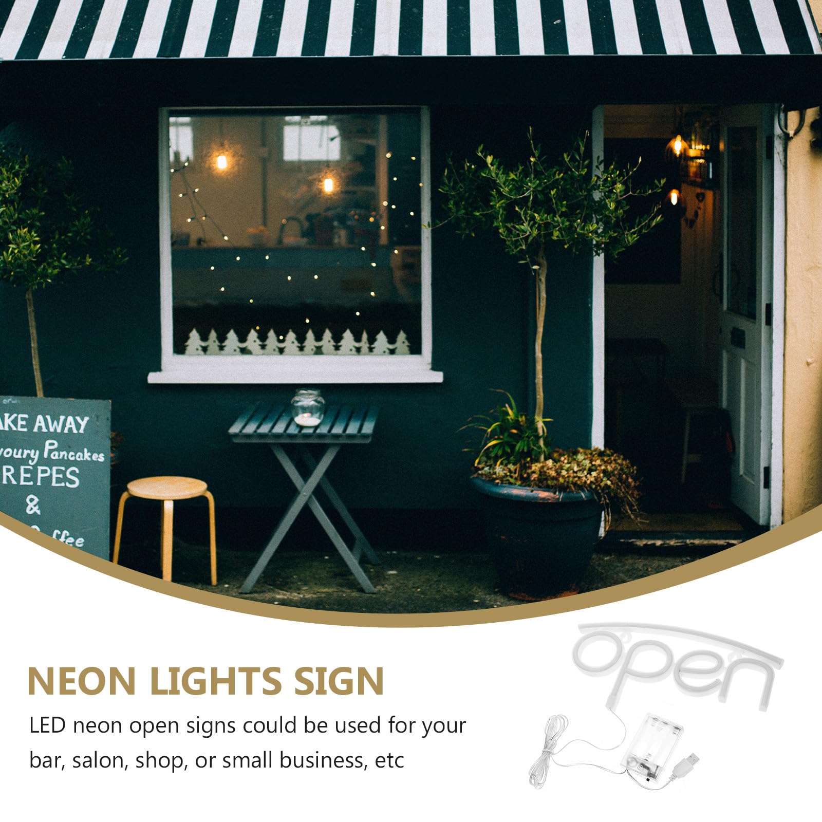 Baluue Luce al Neon Aperta LED Decorativa da Parete in Pvc Argento Alimentazione a 3 Batterie Aa, Luce Non Abbagliante per Camere da Letto e Locali, Certificata Ip45
