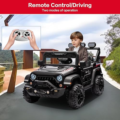 Miniatura 3 de Modern-Depo Coche eléctrico de 12 V para niños con control remoto, calcomanías de bricolaje, MP3, luces LED, puertas de función completa, suspensión