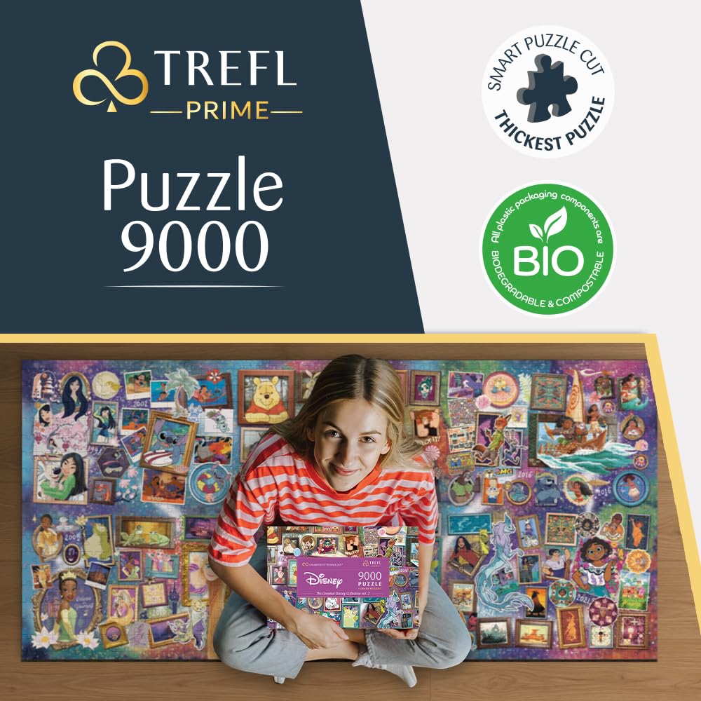 Trefl Prime - Puzzle UFT: The Greatest Disney Collection vol.2-9000 Elementów, Bohaterowie Disneya, Duża Układanka, Najgrubsza Tektura, dla Dorosłych i Dzieci od 15 lat