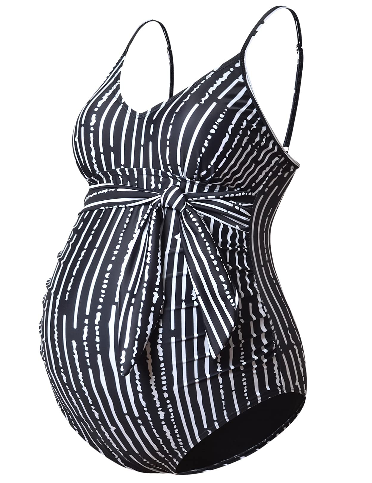 GINKANAMaternity One Piece Swimsuit Swimwear Halter V Neck Bathing Suit