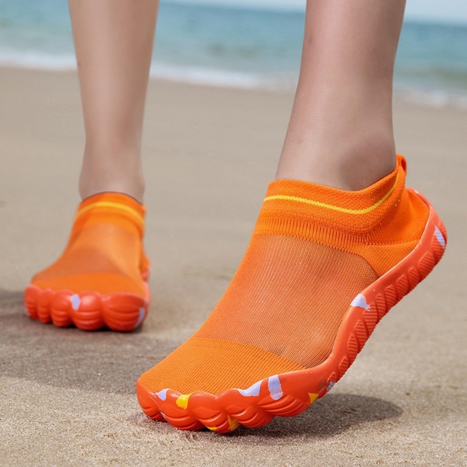 Męskie buty do wody na boso, bohema, lekkie skarpety do wody, szybkoschnące, buty do pływania z podeszwą moro, do surfingu na plaży i jogi, pomarańczowy, 38 EU