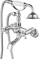 Gotonovo Clawfoot Bathtub Faucet with Handheld Shower - Victorian Double Cross Handles, Polished Chrome, Adjustable 3-9" Swing Arms