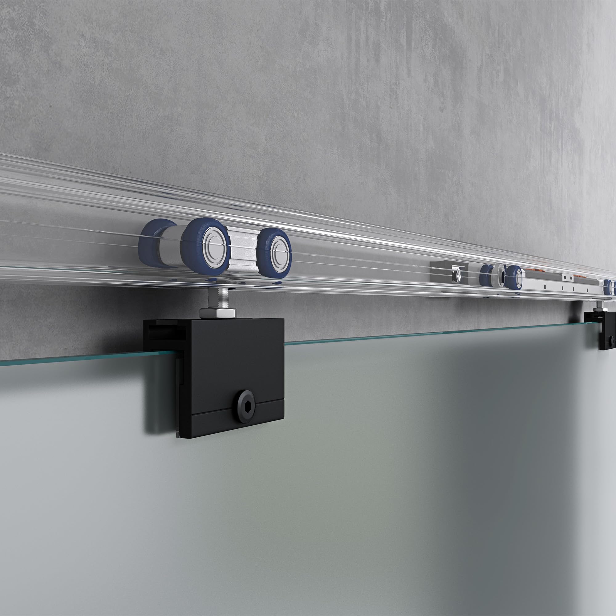 Mai & Mai Glasschiebetür komplettset softclose Schwarz Vollsatiniert, inkl. Soft-Close, Griffart: Stangengriff, BxH: 77.5x215cm, 15 mm Wandabstand, 8mm ESG-Sicherheitsglas