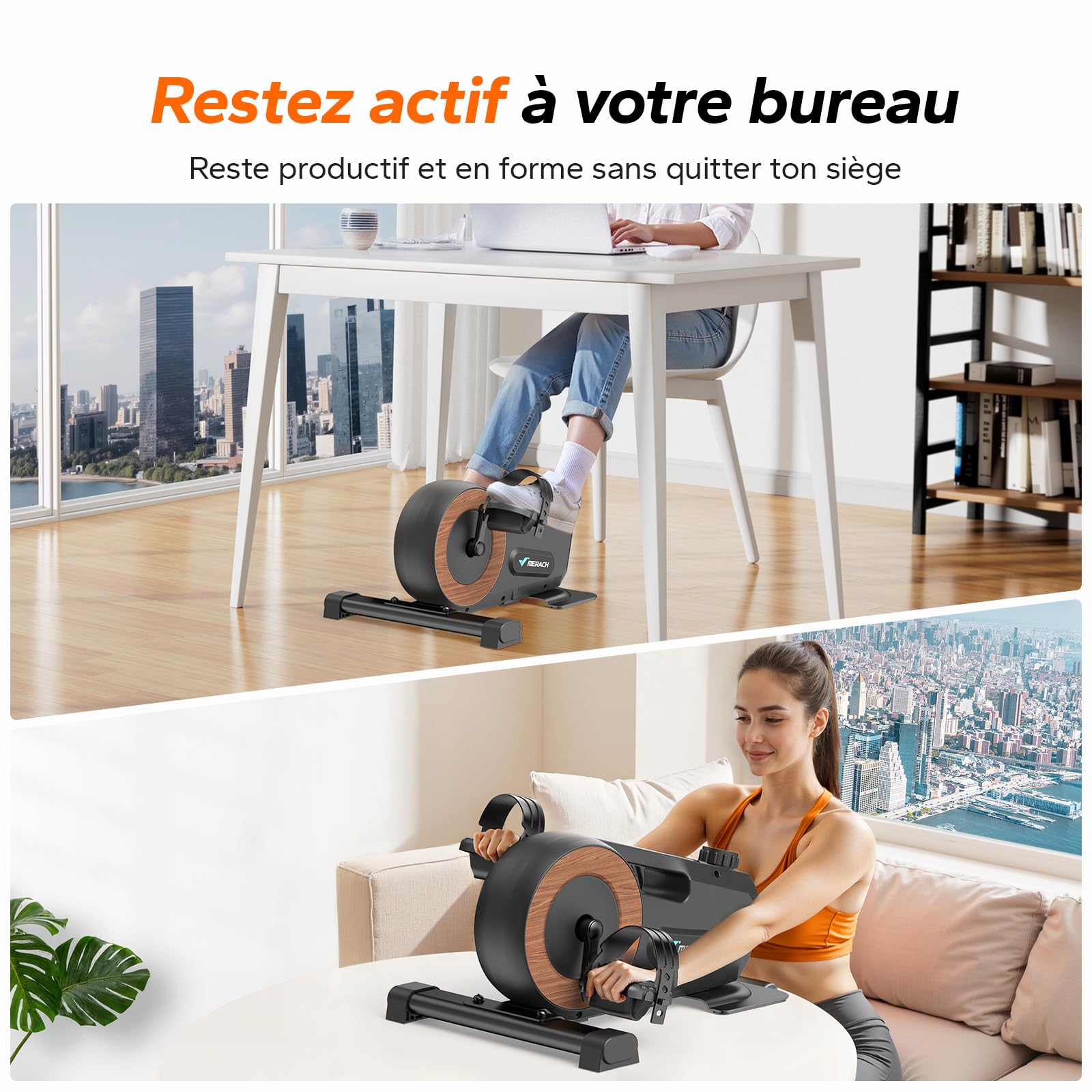 MERACH Pedalier D'Appartement,Mini Vélo D'Appartement,Vélo Bureau Maison Extra Silencieux avec écran LCD et 8 Niveaux de Résistance Magnétique Intelligente pour Bras et Jambes
