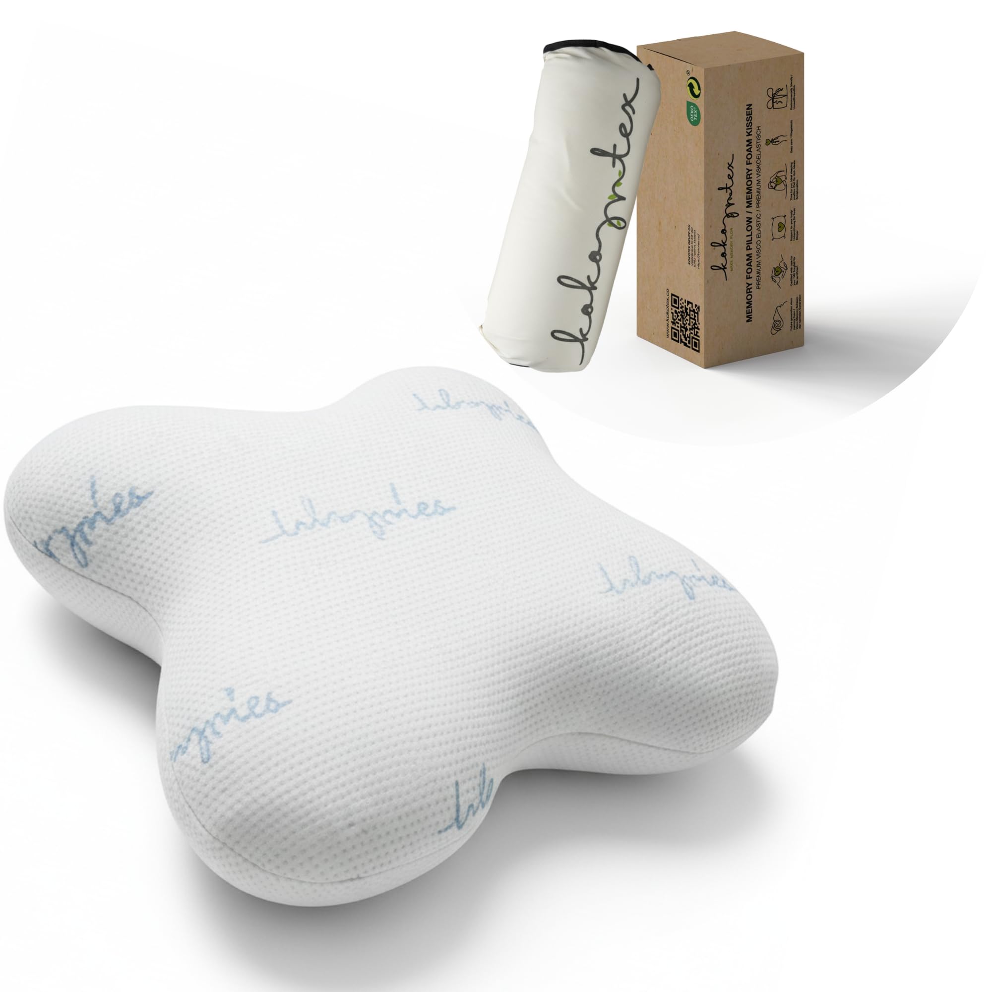 Memory Foam Pillow Liora Nekkussen Voor Zijslapers - Ergonomisch Traagschuim Kussen Met Devan Fresh Technologie, Anti-Allergeen Ergonomisch Traagschuim Kussen Devan Fresh Allergie Hygiëne
