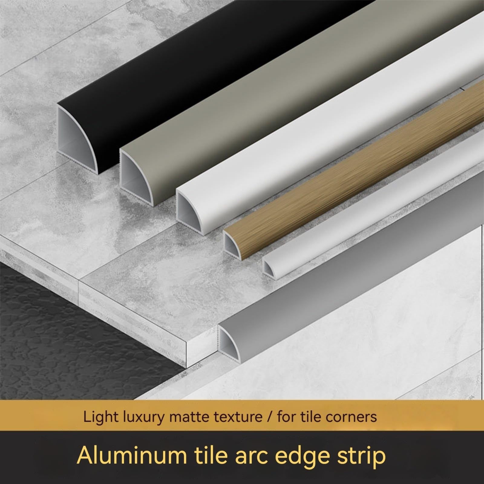 Aluminiowa listwa wykończeniowa 90 cm AntiCollis Quarter Round TiProtector wodoodporna i odporna na rdzę zestaw 3 szt. do użytku domowego i komercyjnego (szara 20 mm)