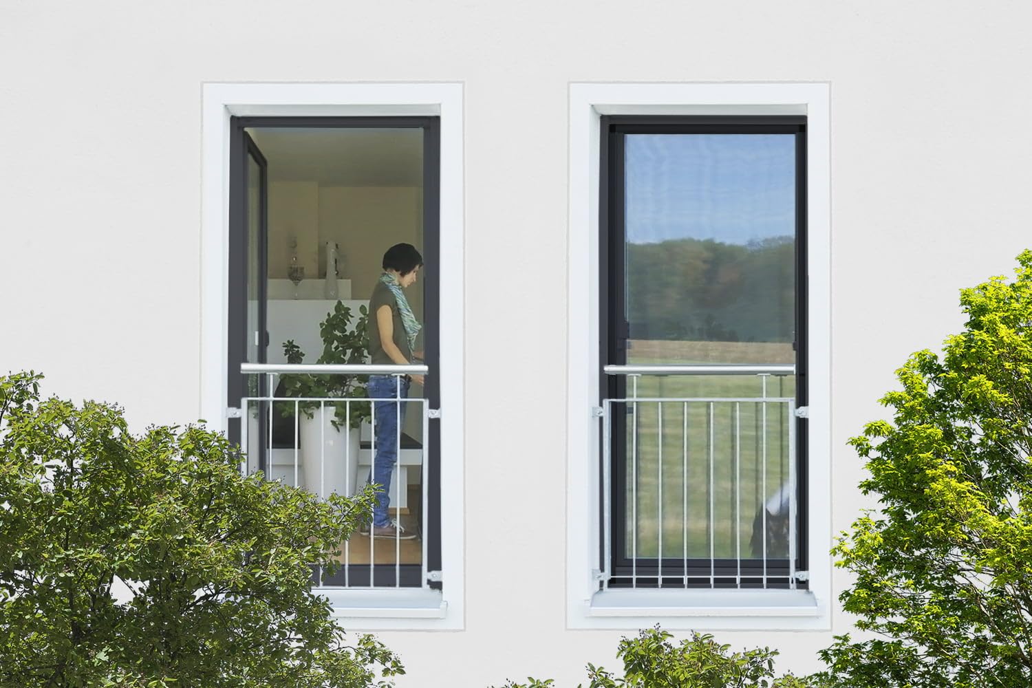 empasa Insektenschutz 'FLEX XL' Fliegengitter Fenster flächenbündig flächenversetzt Fenster Selbstbausatz in XL, individuell kürzbar, Größe:130 x 220 cm, Farbe:anthrazit