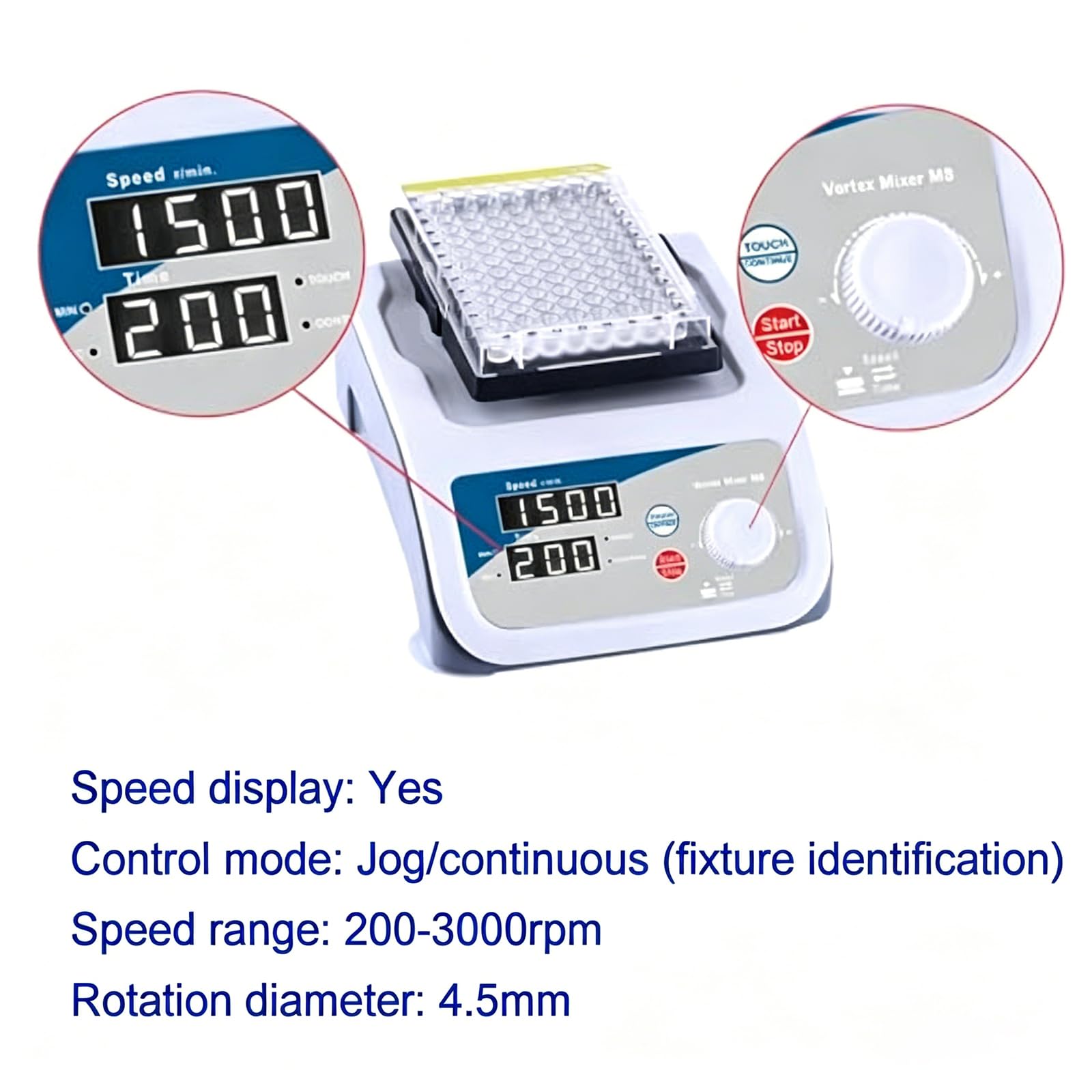 Mezclador Vórtex Multitubos, Agitador De Laboratorio Digital De 200 A 3000 Rpm Con Motor Sin Escobillas Y Temporizador, 6 Módulos De Espuma Intercambiables Para Tubos De Ensayo, Matraces, Placas