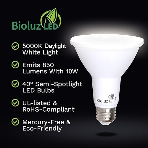 Miniatura 3 de Bioluz LED Paquete de 8 bombillas LED PAR30 90 CRI 10W  100 W de repuesto de luz diurna 5000K interiorexterior, regulable, certificación UL, título