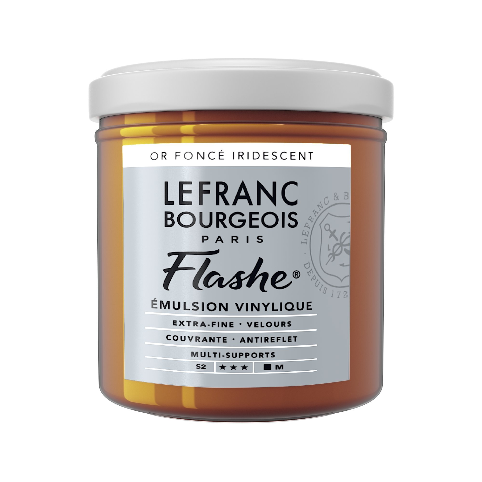 Lefranc Bourgeois Flashe, Extra-Fine Acrylic Vinyl Emulsion, Artists Quality, Deep Gold Iridescent, 125ml Pot