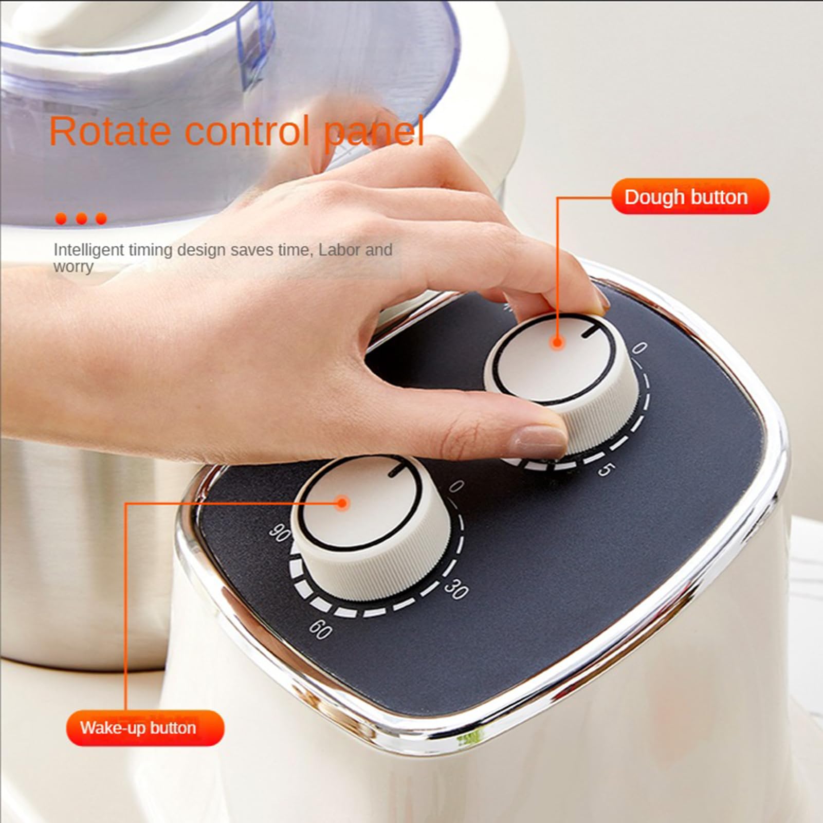 Teigknetmaschine, 5L/7L Teigmischer mit Thermostatgärung & Timer, 500W Pizzateigkneter, Edelstahl Mehlmixer für Küche Backen