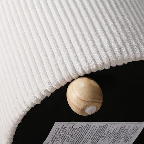 Miniatura 9 de Adeco Otomana redonda, otomana beige con almacenamiento, 15.35 pulgadas de diámetro x 16.53 pulgadas de alto, taburete tapizado de terciopelo para