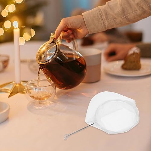 Miniatura 7 de DOITOOL 3 filtros de té tailandés de acero inoxidable, filtro de tela Reuasble con asa, filtro de acero inoxidable calcetín de algodón para polvo