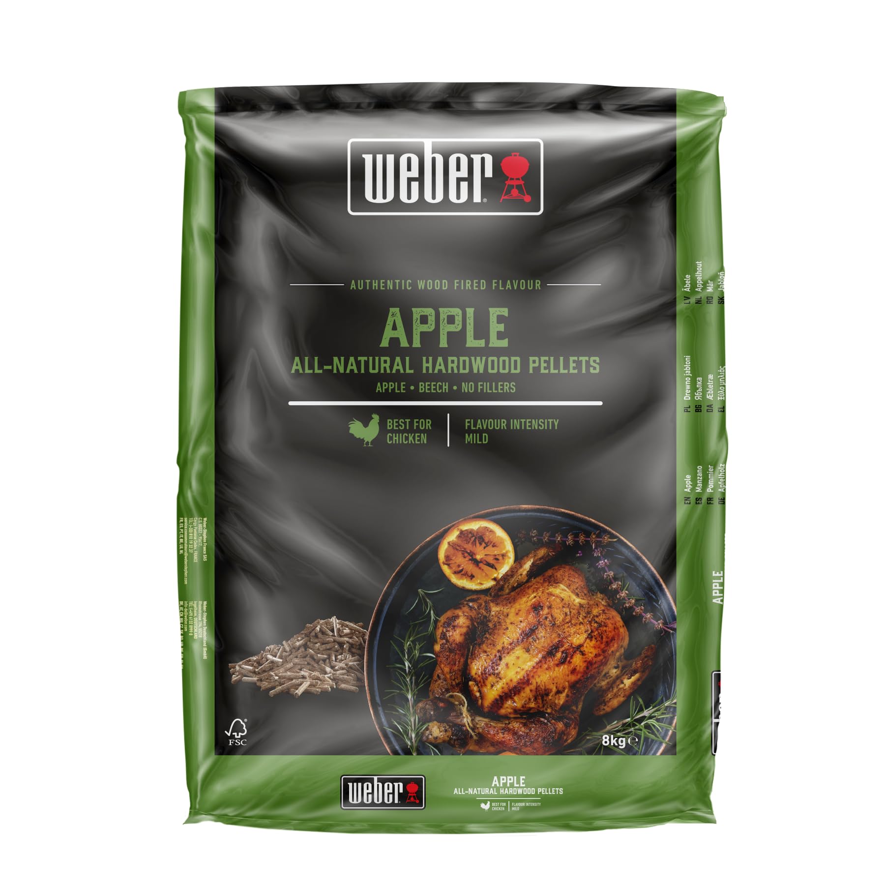 Weber Pellets Di Legno Di Ontano - 8kg, 100% Naturali, Per Affumicare Pesce, Certificazione FSC