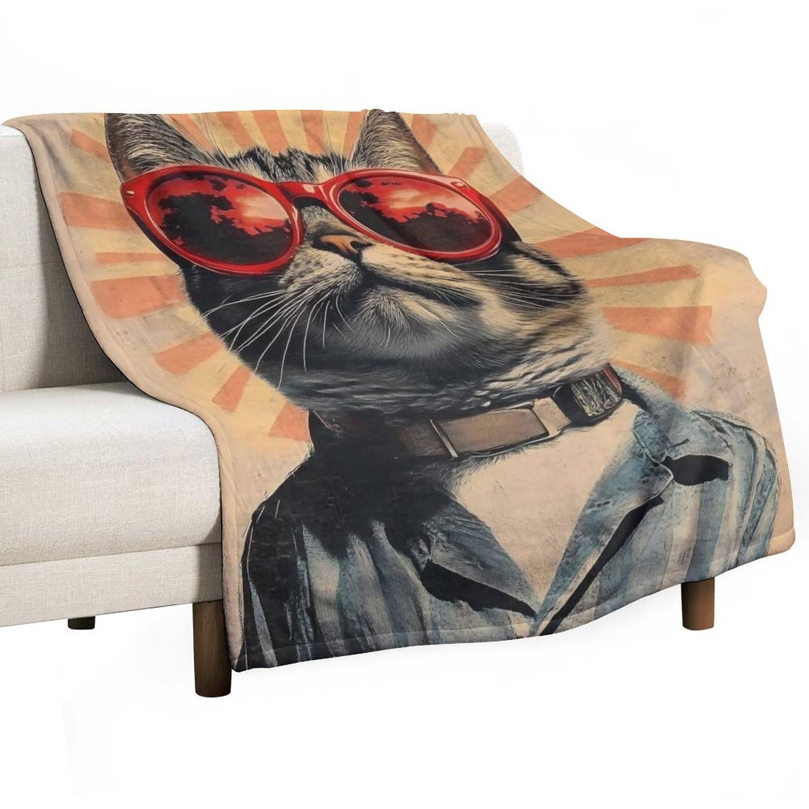 YHGSREUOH Funny Cool Cat (1) Flannel Blankets Fleece Soft Throw Lightweight Plush Gifts for Couch, Bed, Cozy Sofa Plush, Chair, Lovers 175x200cm(70x80in)