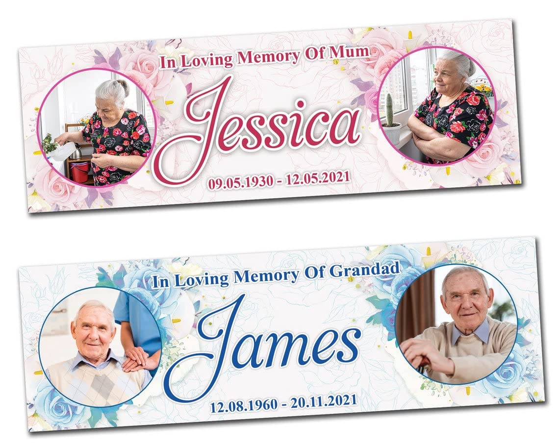 2 Personalised Heavenly Banner Photo Funeral Memorial Ceremony Poster Decoration-Any Name