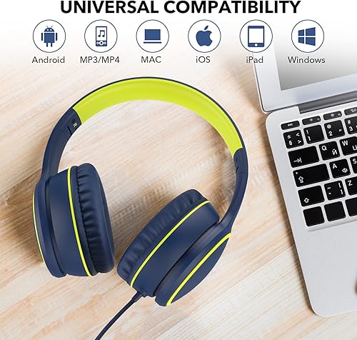 Miniatura 6 de RORSOU R10 - Auriculares sobre la oreja con micrófono, auriculares estéreo plegables ligeros con cable sin enredos de 1.5M, auriculares portátiles