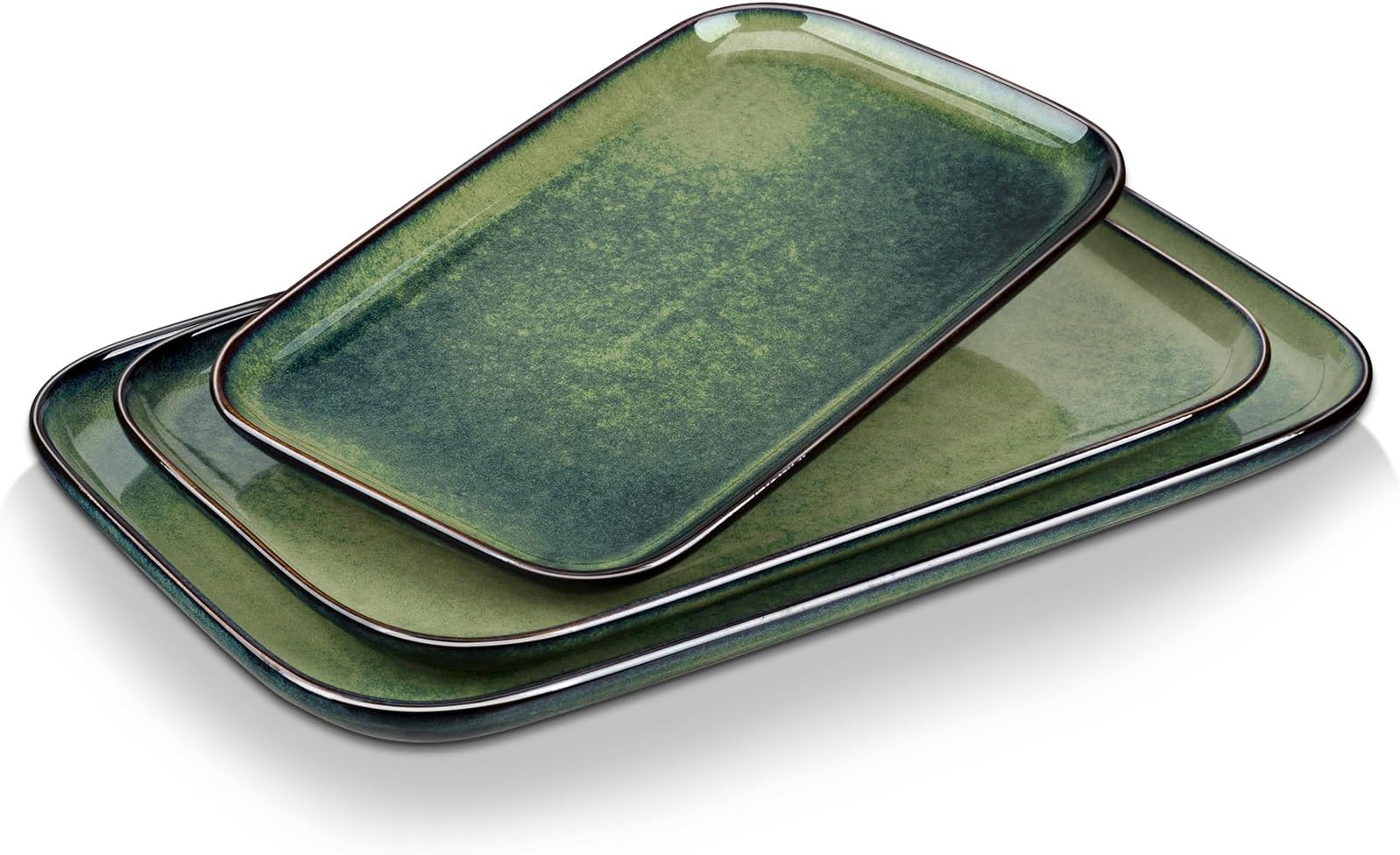 vancasso Stern Serving Platter & Tray Set, 3-Piece Ceramic Serving Plates for Parties, 15.1/13.1/11 Inch Easy-Clean Large Serving Dish for Main Course and Side Dishes, Green