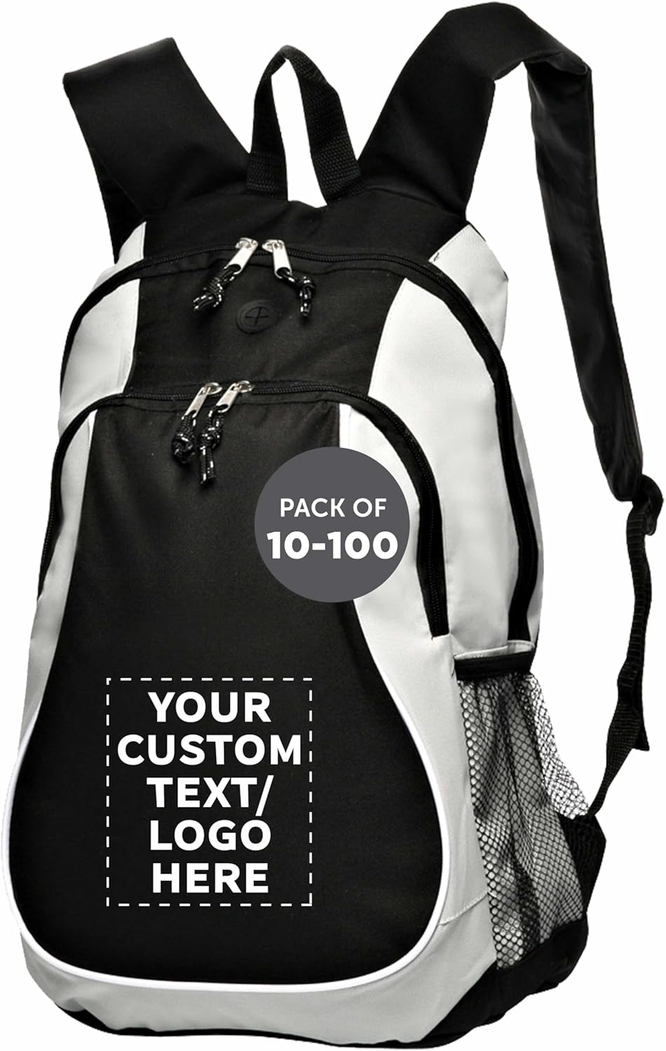 DISCOUNT PROMOS Custom Large Sports Backpacks Set of 10/50/100, Personalized Bulk Pack - Bring Everywhere You Go, Perfect for Travellers & Great for Everyday Use - Grey