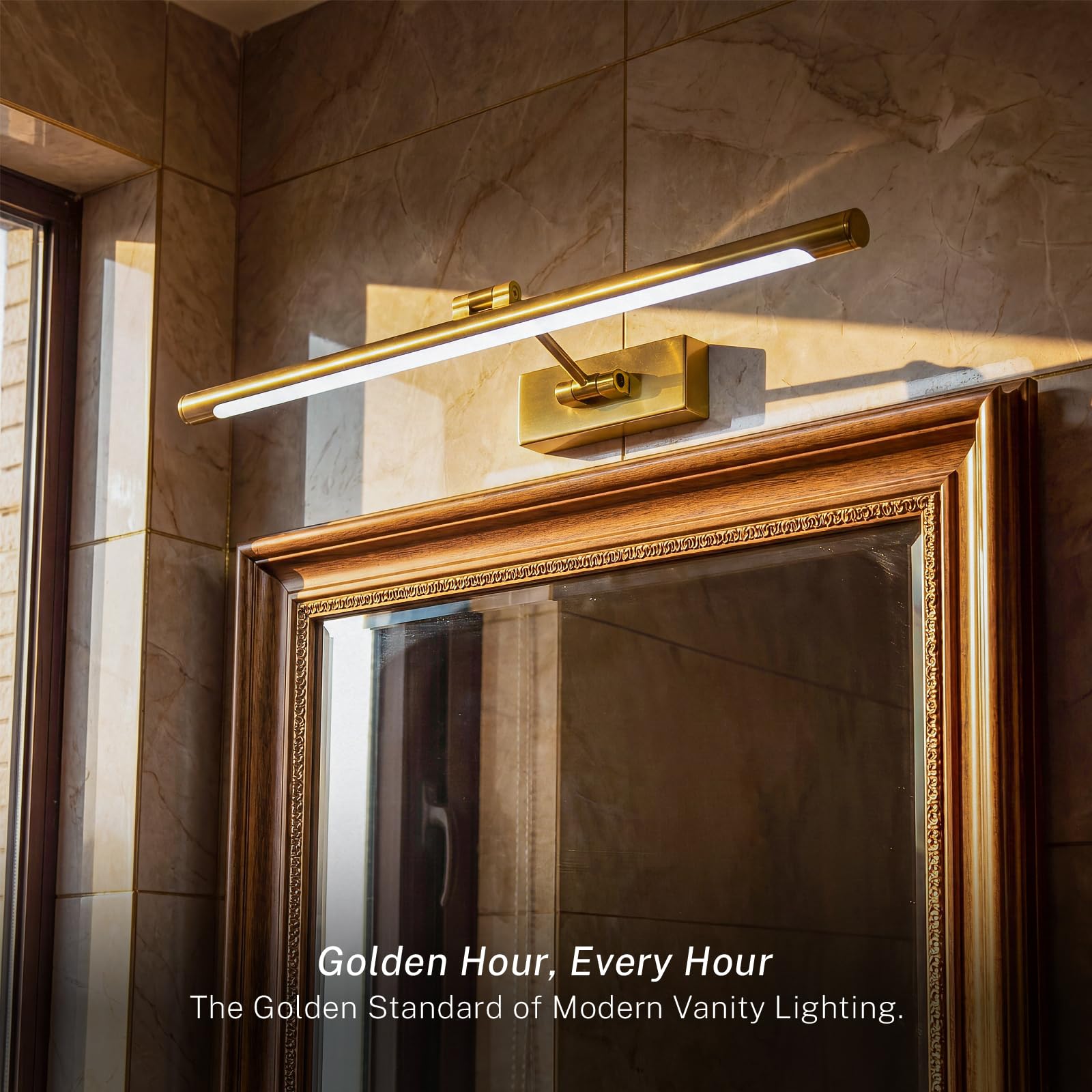 Lampada a LED per specchio da bagno, 3 temperature di colore, applique da parete sopra lo specchio, 60cm, 12 W, IP44, 650 lumen, oro, illuminazione moderna per specchio, lampada da parete per specchio