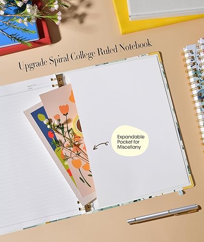 Miniatura 5 de Cuaderno estético en espiral para mujer, 200 páginas, rayado, 8.5 x 11 pulgadas, tapa dura A4 con papel grueso de 2.9 ozyd, lindo cuaderno de rayas