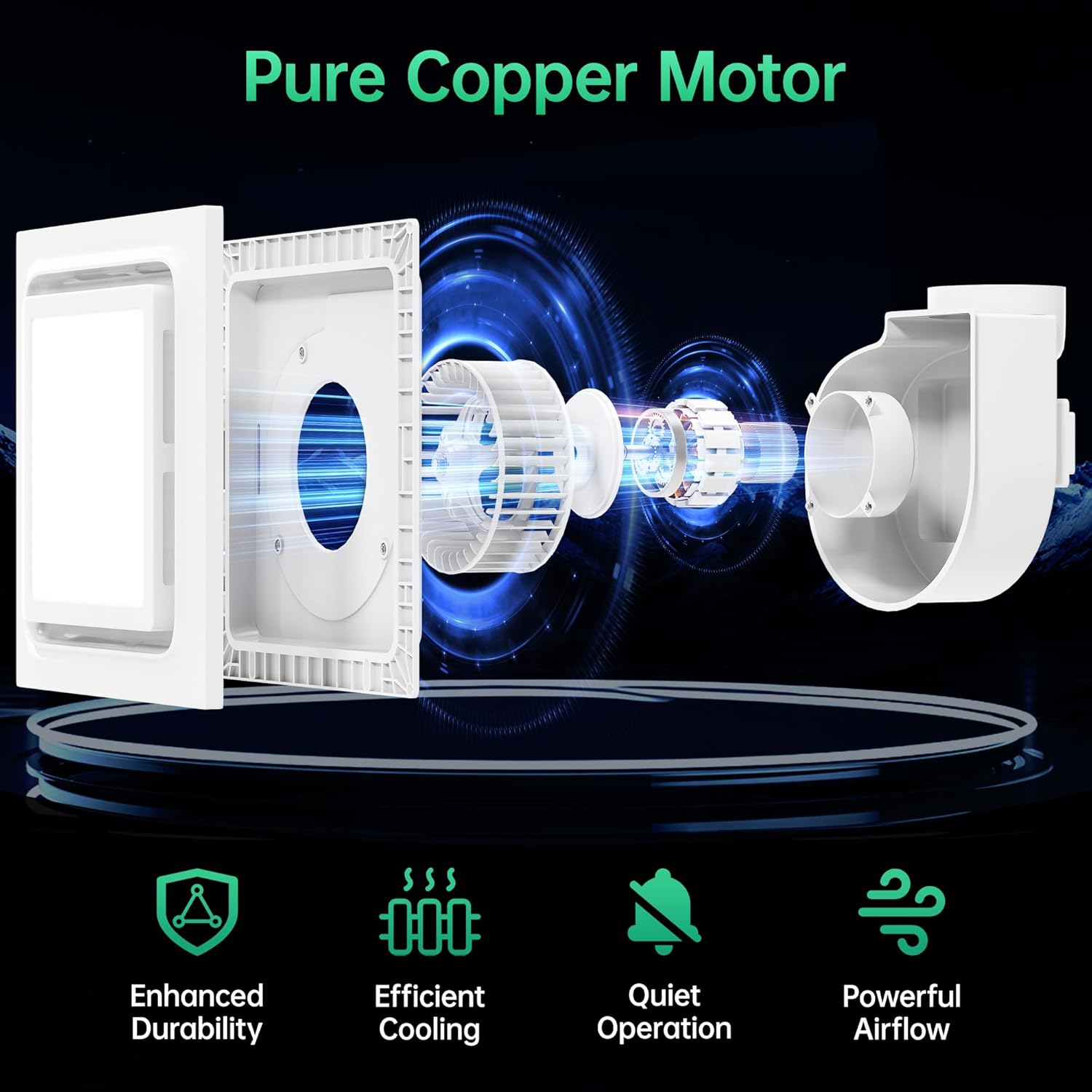 10" Bathroom Exhaust Fan with Light, 110 CFM 1.0 Sone Ultra Quiet Ceiling Ventilation Fan, 3-Color Adjustable LED (1200 LM), Energy Efficient, 4" Duct & 10" x 10" Cutout