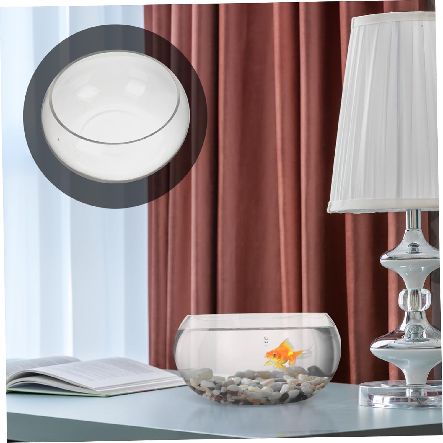 Modern Round Bubble Vase Fish Tank Large Decorative Glass Bowl for Home Office