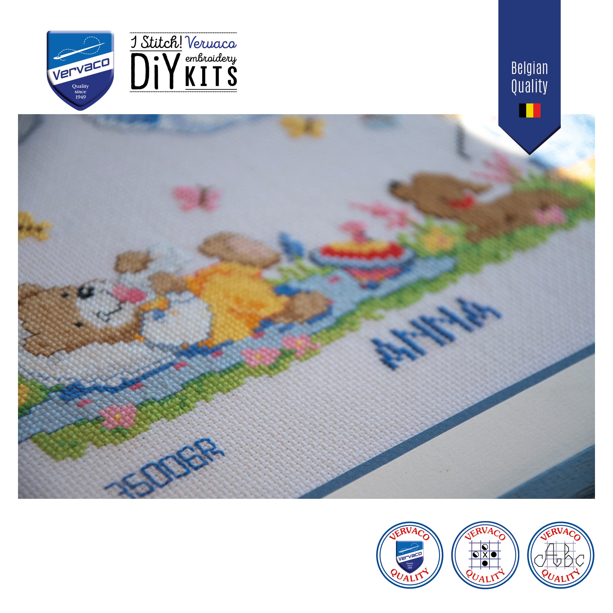VERVACO Kit Punto Croce Contato 'Amore Bambino' – Annuncio Nascita 18x24 Cm, Set Completo Con Fili DMC E Tela Zweigart