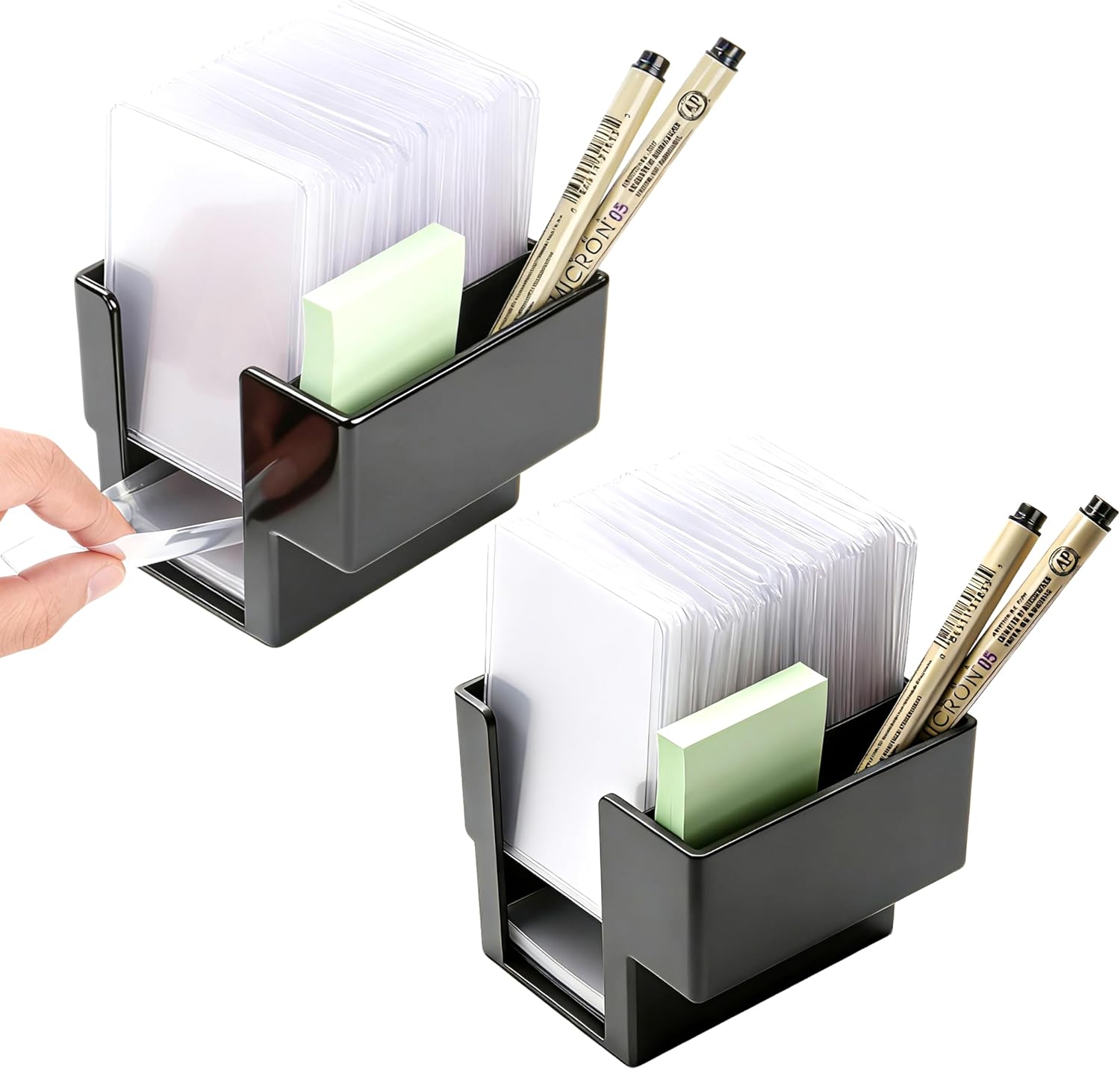 LUVCOSY 2Pcs Dual Sleeve & Toploader Dispenser Station - Includes 400 Penny Sleeves & 50 Card Savers | Storage & Organizer for Sports Cards, TCG, and Trading Cards | All-in-One Solution, Black & Red.