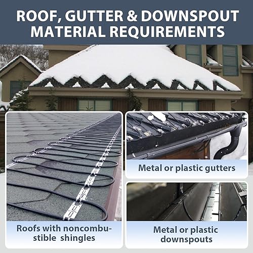 Miniatura 4 de Cable deshielador HEATIT HIRD para techos y canaletas, 200 pies (61 m) 5 vatios por pie, Negro