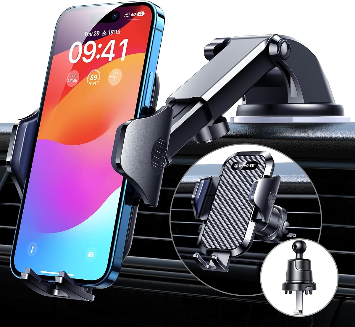 Car Phone Holder 2026 Ultimate Military-Grade Strongest Suction & Clip Windshield Dashboard【Newest Best Strongest】Cell Phone Shower & Wall Mounts for iPhone 17 Pro Max 16 15 14 13 Android