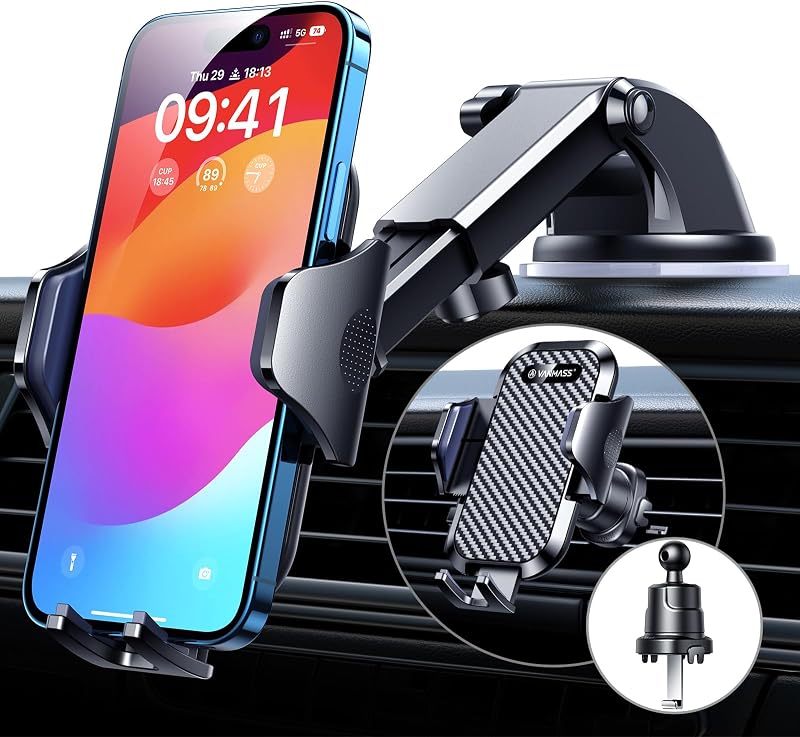 Car Phone Holder 2026 Ultimate Military-Grade Strongest Suction & Clip Windshield Dashboard【Newest Best Strongest】Cell Phone Shower & Wall Mounts for iPhone 17 Pro Max 16 15 14 13 Android