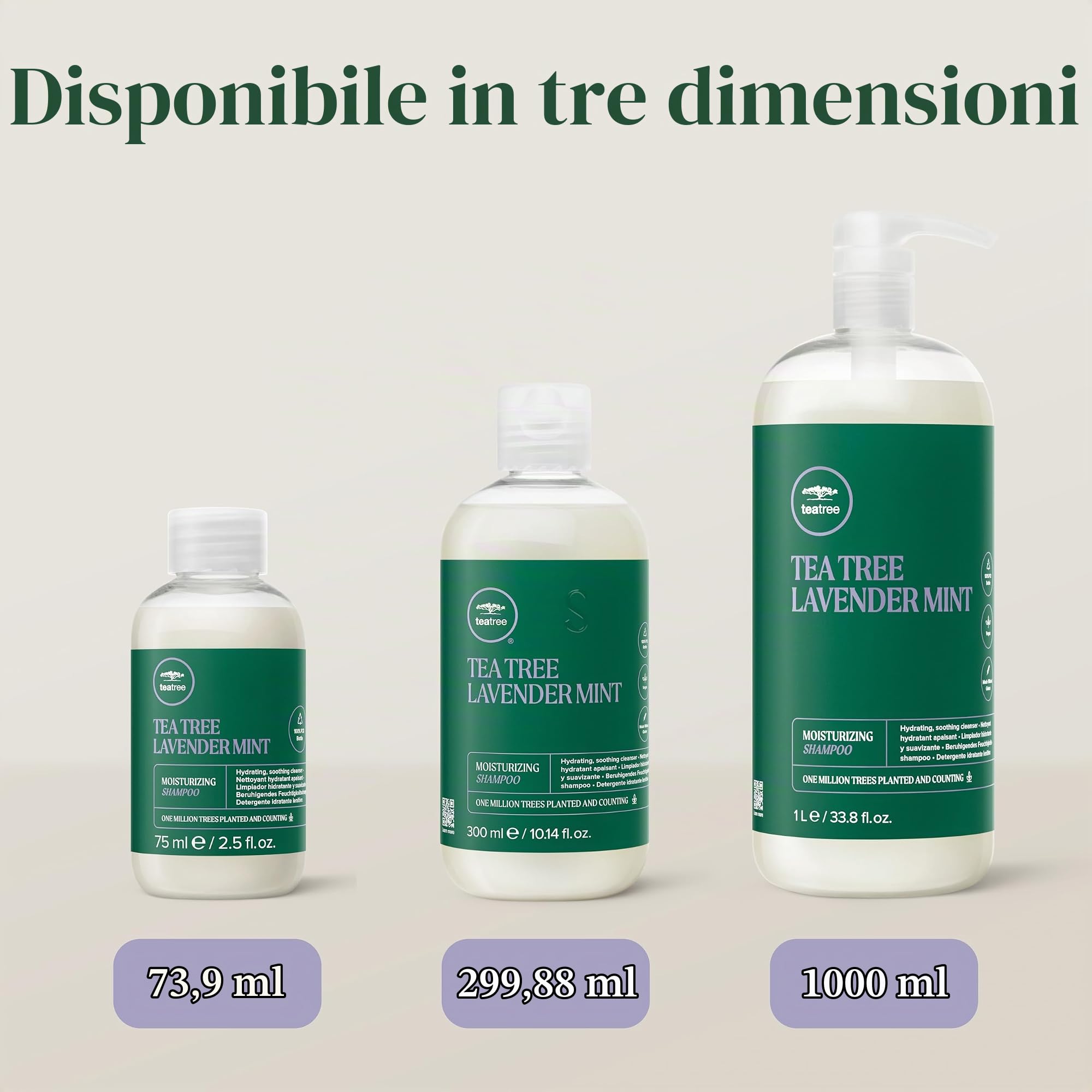 Tea Tree Lavender Mint Moisturizing Shampoo, idratante e lenitivo, ideale per capelli grossi - 1000 ml