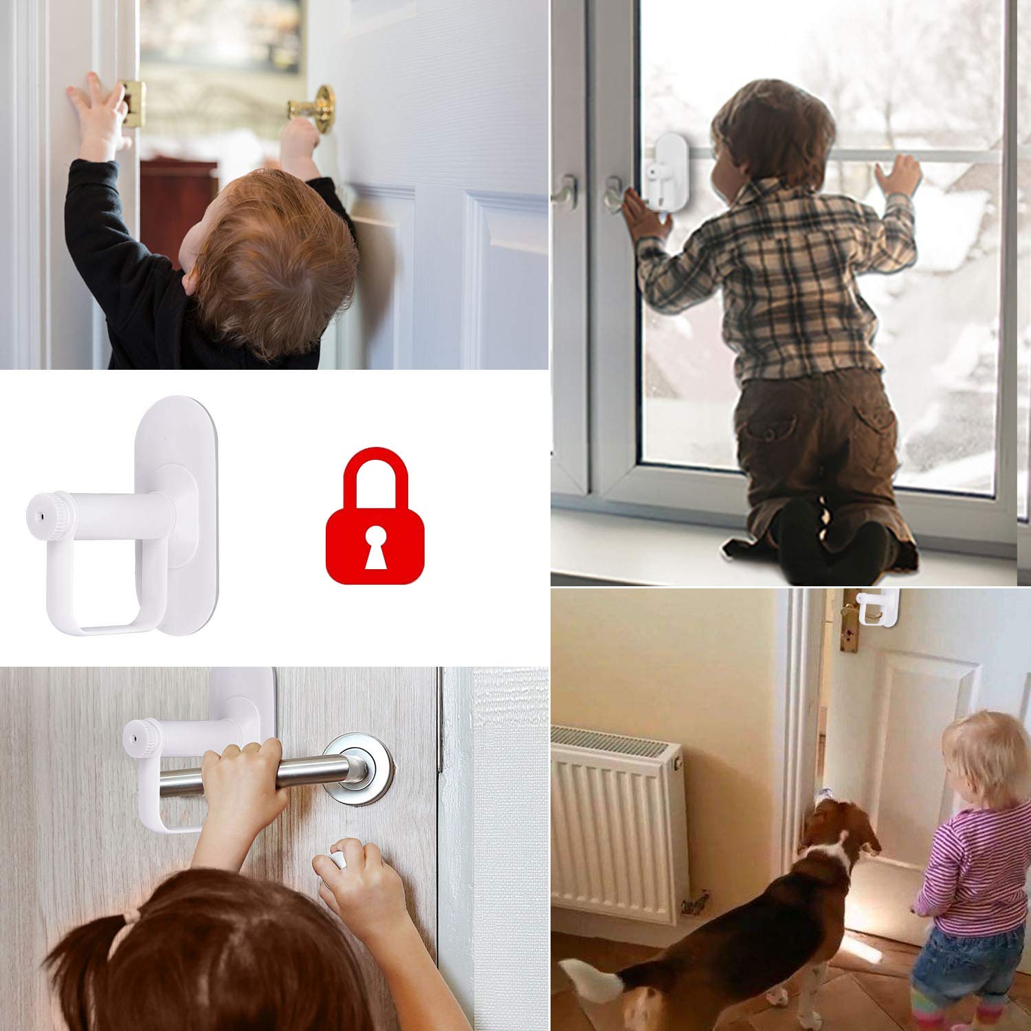 Door Lever Lock (2 Pack) Child Proof Door Handle Lock Prevents Baby Toddlers Pets from Opening Door- One Hand Operation Baby Safety Locks with 3M Adhesive by VENMATE